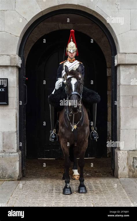 A Mounted Trooper Of The Household Cavalry At Horse Guards Whitehall