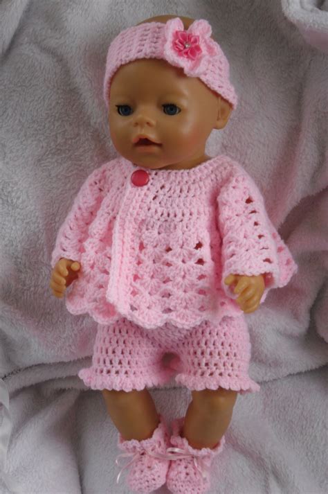 It uses dk yarn and a 4mm. Crochet pattern for 17 inch baby doll
