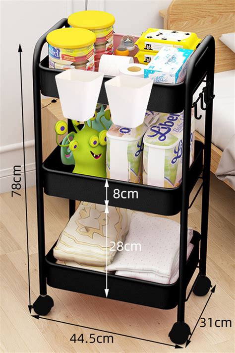 Mobile Trolley With Wheels Expandable Multi Function Rotating Storage Rack