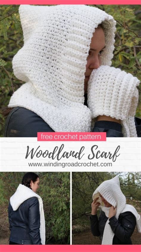 woodland hooded scarf crochet pattern with video tutorial winding road crochet