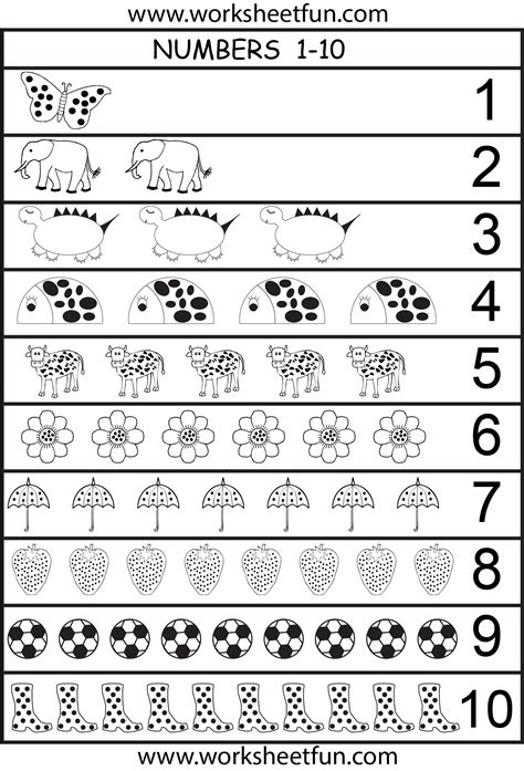 Numbers 1 To 10 Worksheets For Kindergarten