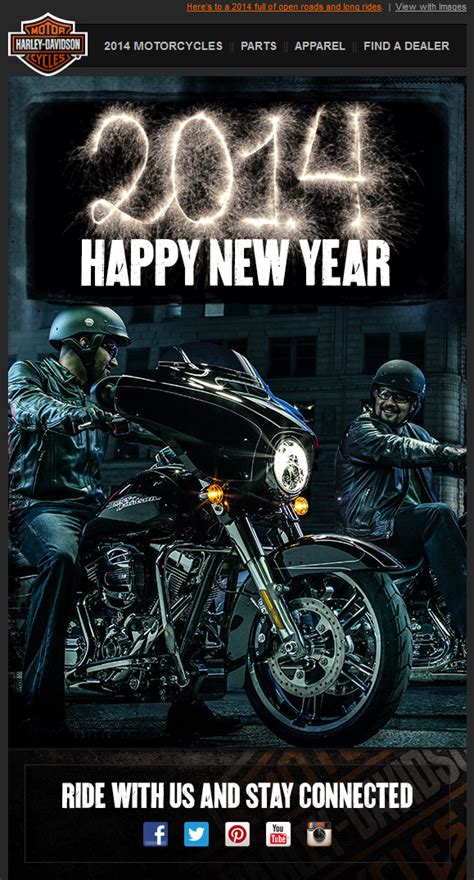 Harley Davidson Happy New Year Postcard With Animated Sparkler Year