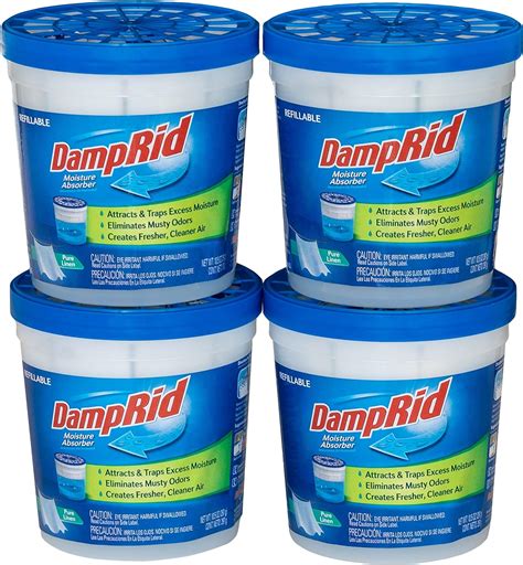 Damprid Pure Linen Refillable Moisture Absorber 105oz Cups 4 Pack