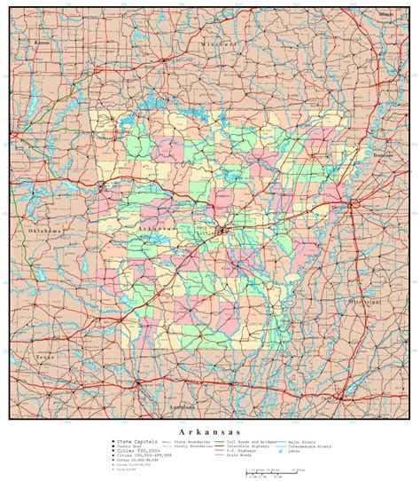 Large Detailed Administrative Map Of Arkansas State With Roads