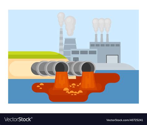 Discharge Of Industrial Waste Into The River Vector Image