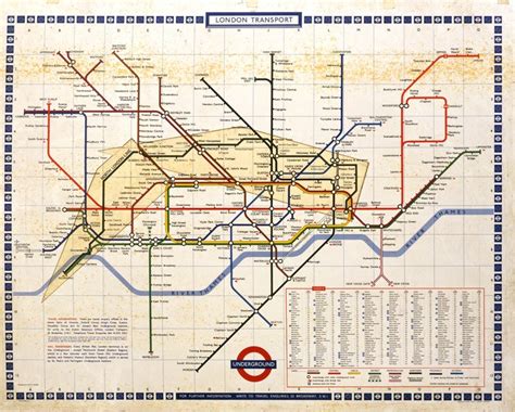 Retro London Underground Tube Map Poster In Different Sizes Etsy