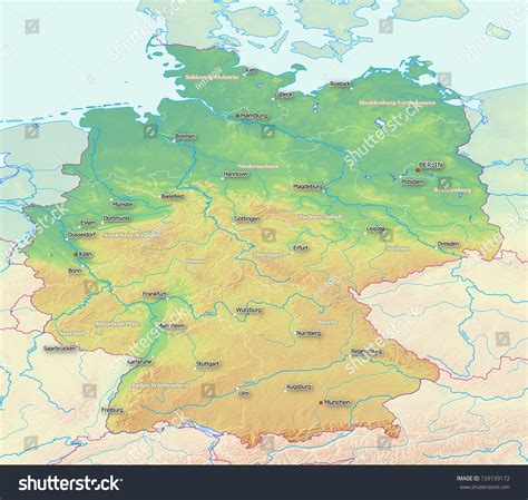 topographic map germany labels derived raw stock illustration 159139172 shutterstock