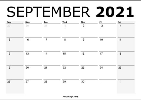 September 2021 Calendar Calendar Printables Free Blank