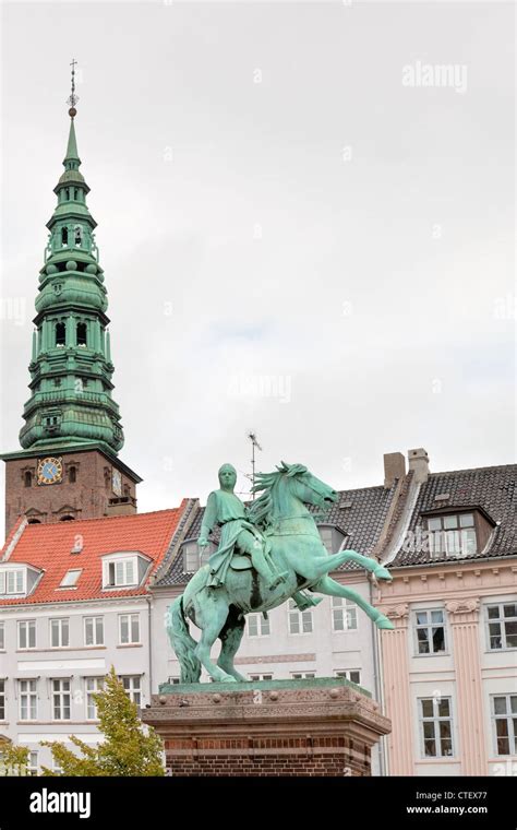 View On Tower St Nicholas Church And Statue Of Absalon In Copenhagen