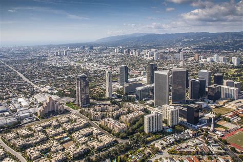 Century City Ca With Beverly Hills In Background Aerial View