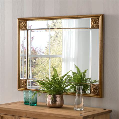 Elegance Gold Mirror Contemporary Mirror Wall Mirror Living Wall Room Mirror Rectangular Most