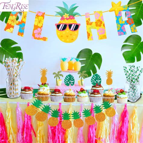 Fengrise Aloha Hawaiian Party Decorations Table Theme Hawaii Birthday