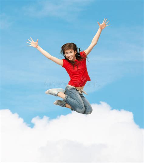 Smiling Girl Jumping Stock Image Image Of Beautiful 38434963