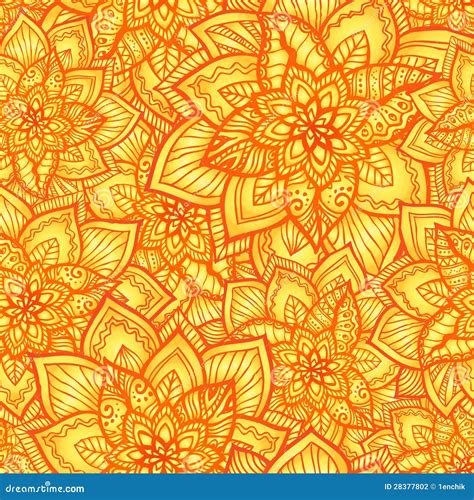 Bright Orange Floral Seamless Pattern Stock Vector Image 28377802