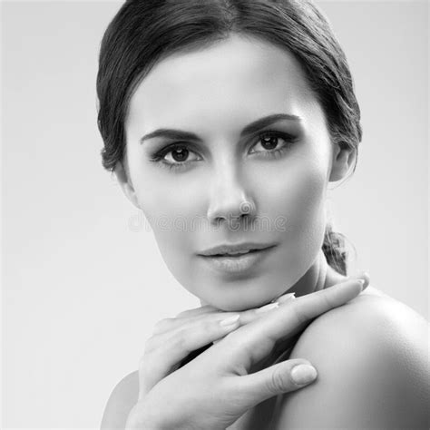 Portrait Of Woman With Naked Shoulders Stock Photo Image Of Glamorous