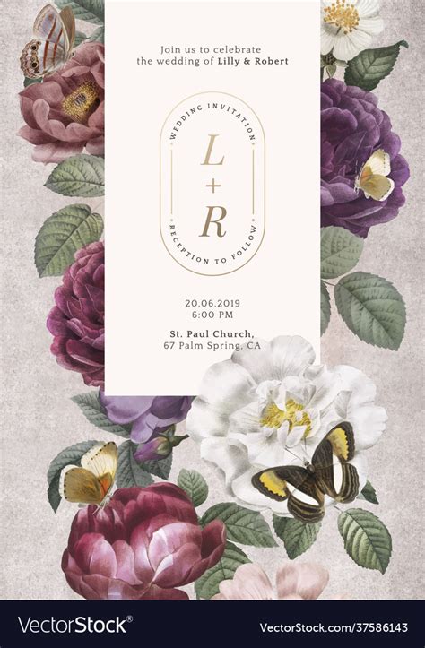 Floral Wedding Invitation Royalty Free Vector Image