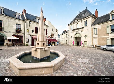 The Village Square At Fontevraud With The Entrance To The Abbey In The