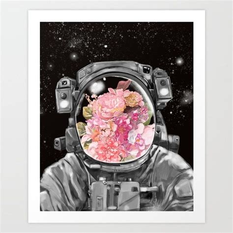 Astronaut Flowers Selfie Art Print By Bignosework Society6 Space