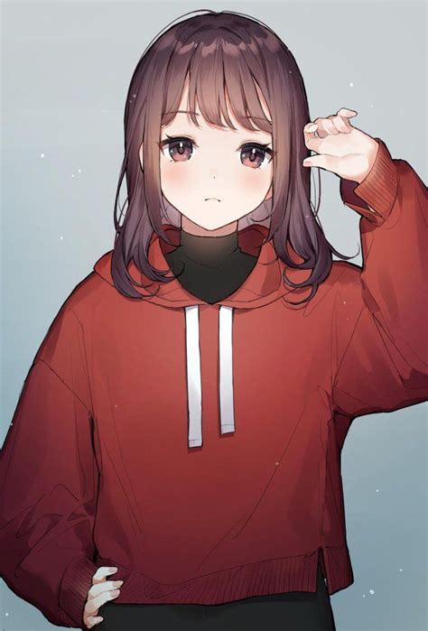 Red Hoodie Streetmoe Gadis Anime Keren Anime Neko Anime Kawaii