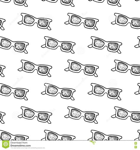 Hand Drawn Sunglasses Seamless Pattern Stock Vector Illustration Of