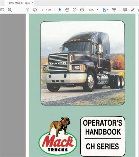 Mack Ch Series 1995 Operators Handbook Re Issue 2008