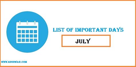 Important Days In July 2024 Special National And International Days