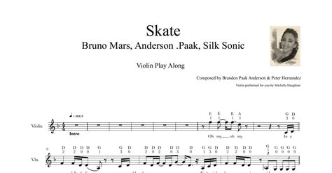 Bruno Mars Anderson Paak Silk Sonic Skate A Violin Cover Tutorial Free Violin Sheet