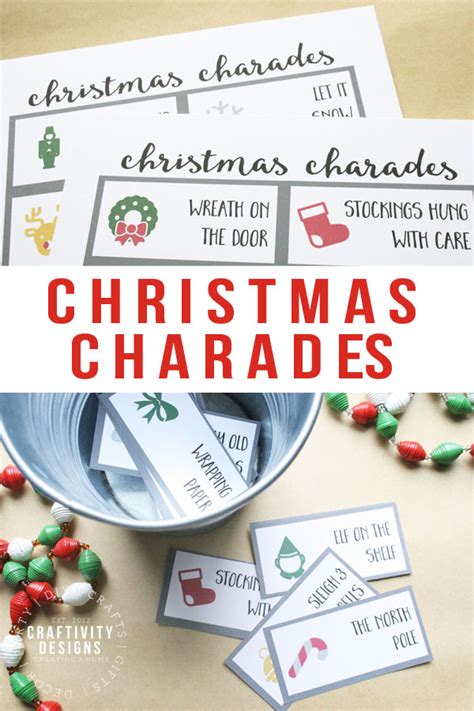 christmas charades cards printable game cards to 55 off