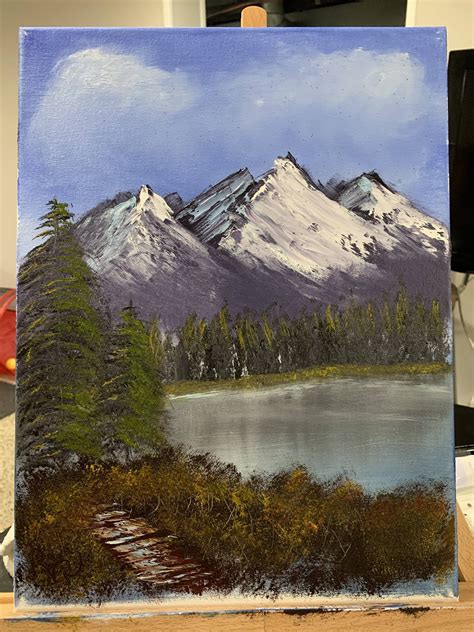 My First Attempt At A Bob Ross Painting “distant Mountains” My First