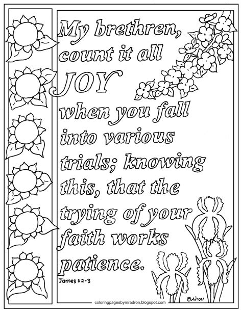 Coloring Pages For Kids By Mr Adron James 12 3 Count It All Joy