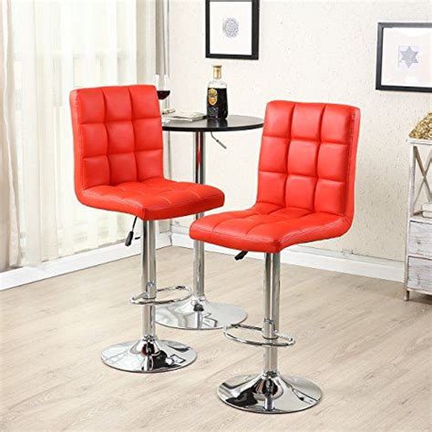 Belleze Modern Faux Leather Barstools With Hydraulic Lift Adjustable