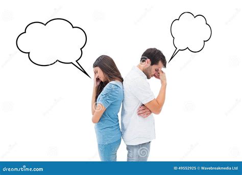 Composite Image Of Upset Couple Not Talking To Each Other After Fight