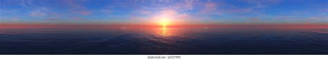 Panorama Ocean Sunset Sea Sunset Sun Stock Illustration 1155173950