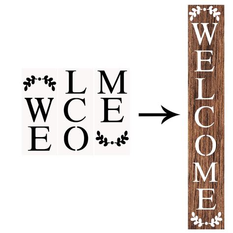 Welcome Stencil 3 Pcs Large Letter Stencils For Porch Sign Etsy