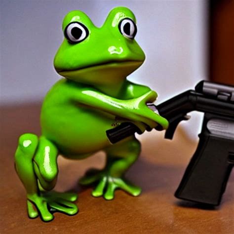 Frog Holding Gun Arthubai