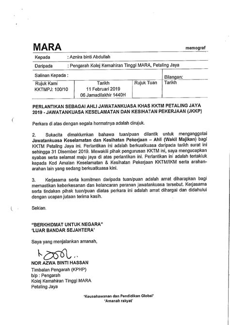 Sending good emails to your supervisor can sometimes be a challenge. Surat Wakil Majikan - Syarikat Contoh Surat Wakil Majikan ...