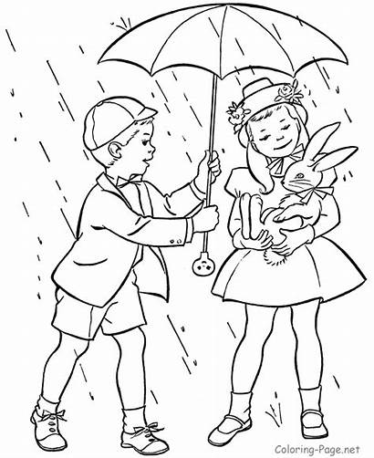 Coloring Rain Pages Umbrella Spring Popular