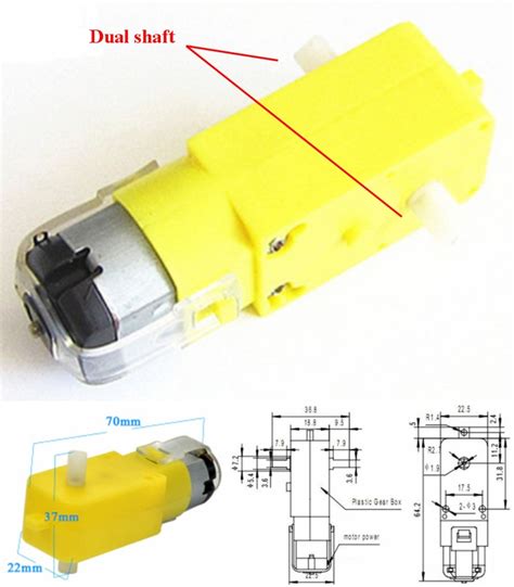 Yellow Dc Robot Gear Motor 3 To 6v 180rpm