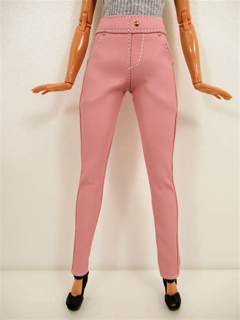 doll clothes barbie clothes pink faux leather pants for etsy