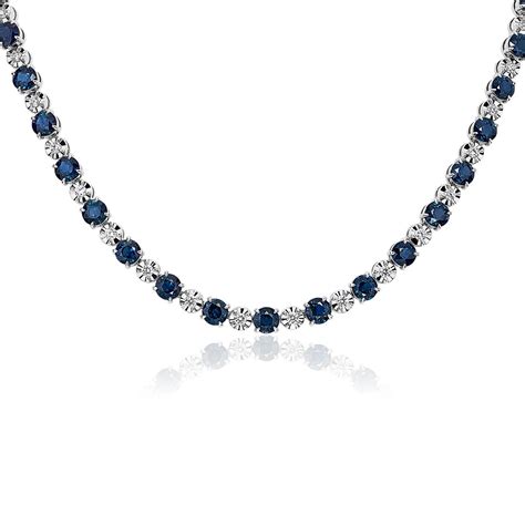 Sapphire And Diamond Eternity Necklace In 14k White Gold Blue Nile