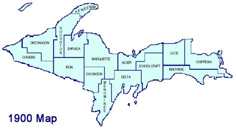 County Map Of Upper Peninsula 1900