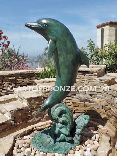Buy Splash Green Bronze Dolphin Fountain Statue Online Art Of Bronze