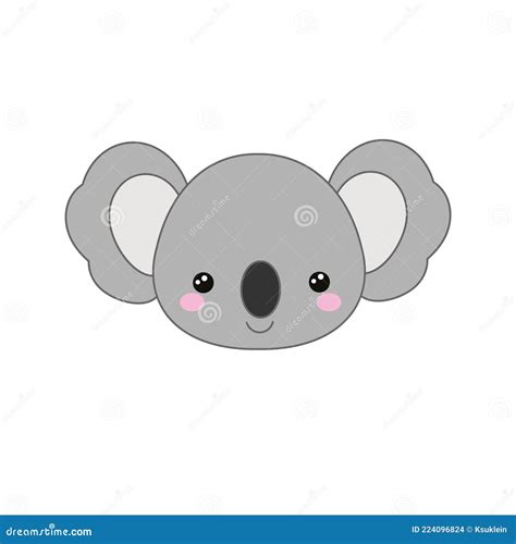 Cute Koala Face Cartoon Kawaii Animal Icon Stock Vector Illustration