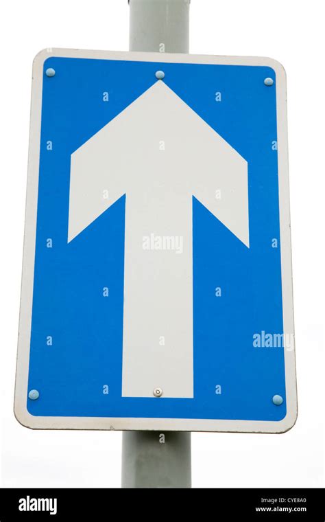 Blue One Way Arrow Sign On White Background Stock Photo Alamy