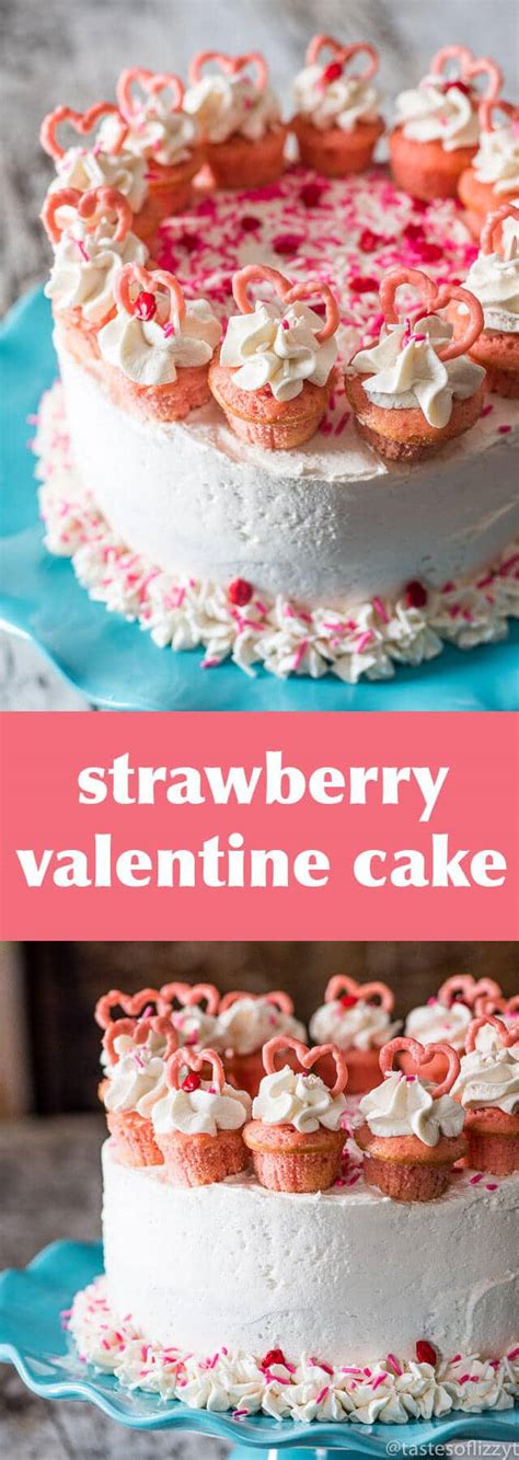 Valentine Cake Easy Strawberry Flavored Cake With Mini Cupcakes