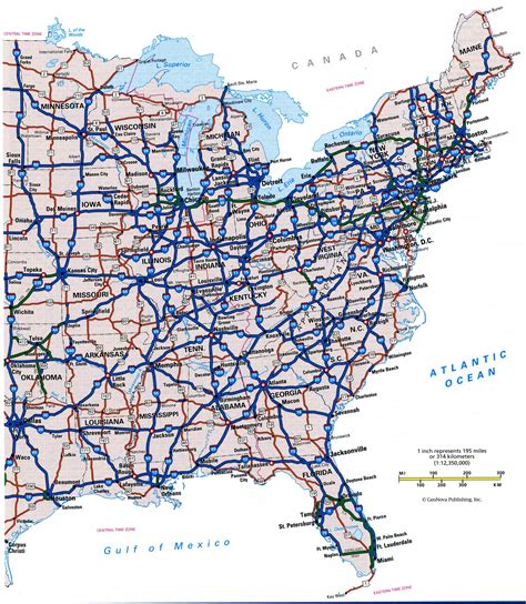 Highway Map Of United States Of America Map Of World