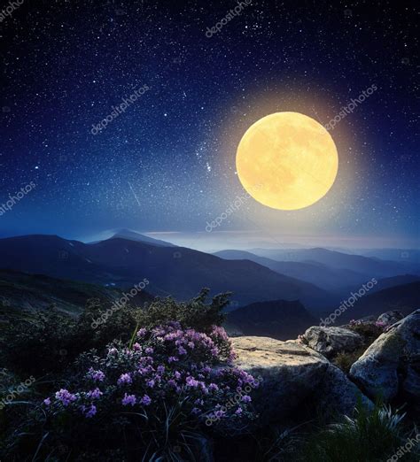 Full Moon In The Mountains Stock Photo By ©kotenko 48427203