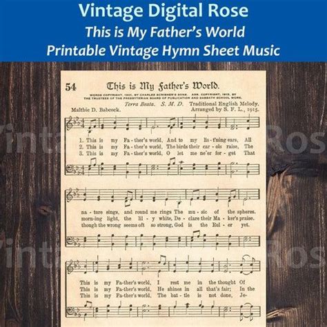 Hymn Print My Fathers World Vintage Sheet Music Digital Prints