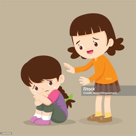 Girl Comforting Her Crying Friend So Sad Stock Illustration Download