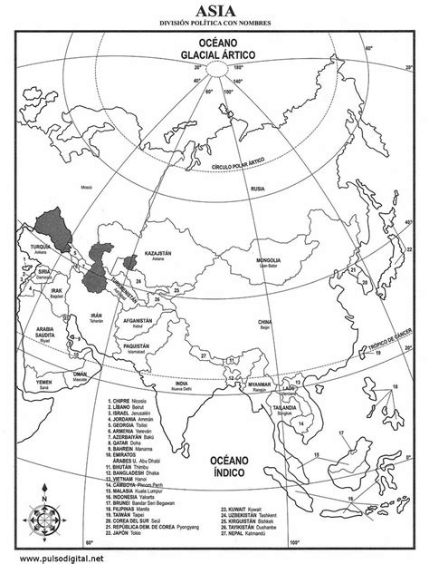 Division Politica De Asia Mapa Con Nombres Ouiluv